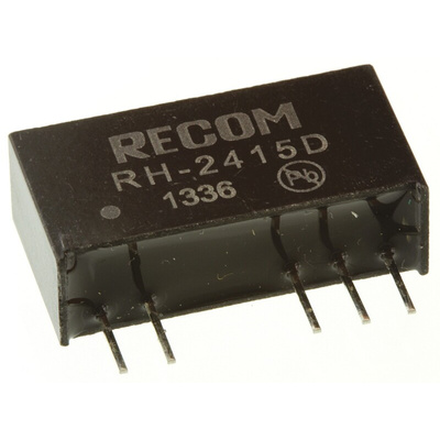 Recom RH DC-DC Converter, ±15V dc/ ±33mA Output, 21.6 → 26.4 V dc Input, 1W, Through Hole, +85°C Max Temp -40°C
