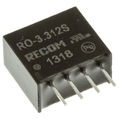 Recom RO DC-DC Converter, 12V dc/ 83mA Output, 2.97 → 3.63 V dc Input, 1W, Through Hole, +85°C Max Temp -40°C