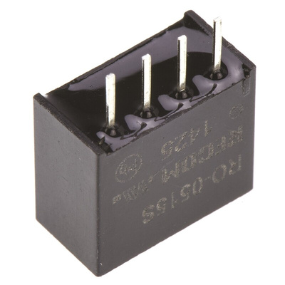 Recom RO DC-DC Converter, 15V dc/ 66mA Output, 4.5 → 5.5 V dc Input, 1W, Through Hole, +85°C Max Temp -40°C Min