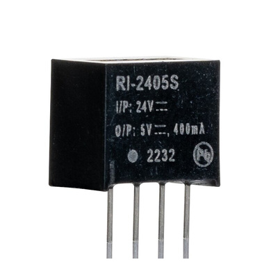 Recom RI DC-DC Converter, 5V dc/ 400mA Output, 21.6 → 26.4 V dc Input, 2W, Through Hole, +85°C Max Temp -40°C