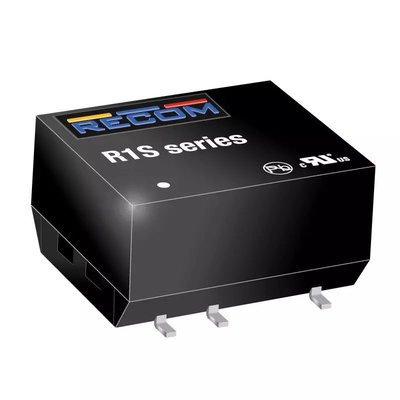 Recom R1S DC-DC Converter, 12V dc/ 84mA Output, 4.5 → 5.5 V dc Input, 1W, Surface Mount, +100°C Max Temp -40°C