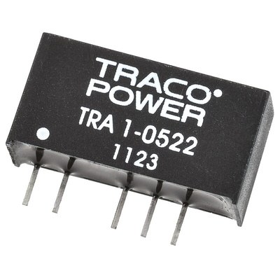 TRACOPOWER TRA 1 DC-DC Converter, ±12V dc/ ±42mA Output, 4.5 → 5.5 V dc Input, 1W, Through Hole, +85°C Max Temp