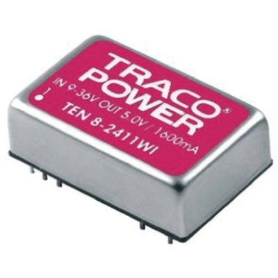 TRACOPOWER TEN 8WI DC-DC Converter, 15V dc/ 533mA Output, 43 → 160 V dc Input, 8W, PCB Mount, +85°C Max Temp