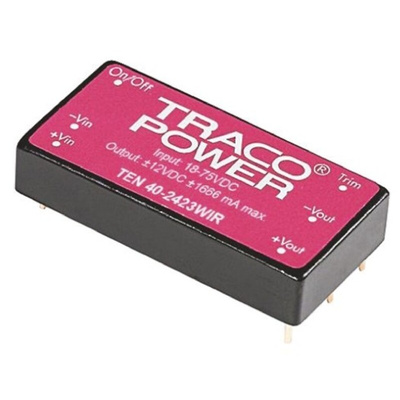 TRACOPOWER TEN 40WIR DC-DC Converter, 5V dc/ 8A Output, 18 → 75 V dc Input, 40W, Through Hole, +85°C Max Temp