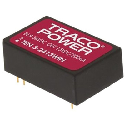 TRACOPOWER TEN 3WIN DC-DC Converter, ±12V dc/ ±125mA Output, 9 → 36 V dc Input, 3W, Through Hole, +85°C Max Temp