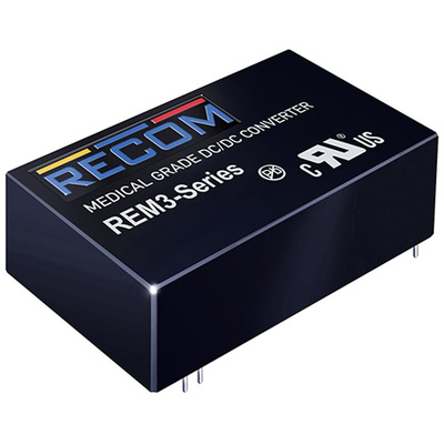 Recom REM3 DC-DC Converter, 5V dc/ 600mA Output, 18 → 36 V dc Input, 3W, Through Hole, +105°C Max Temp -40°C Min