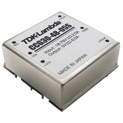 TDK-Lambda CCG 30 DC-DC Converter, 12V dc/ 2.5A Output, 18 → 76 V dc Input, 30W, Through Hole, +85°C Max Temp