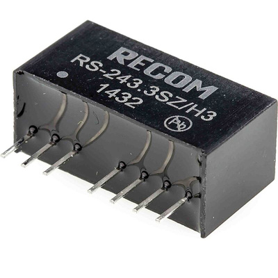 Recom RS DC-DC Converter, 3.3V dc/ 500mA Output, 9 → 36 V dc Input, 2W, Through Hole, +75°C Max Temp -40°C Min