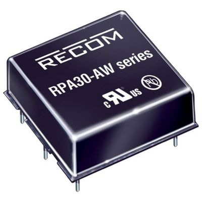 Recom RPA30-AW DC-DC Converter, 5V dc/ 6A Output, 9 → 36 V dc Input, 30W, Through Hole, +73°C Max Temp -40°C Min