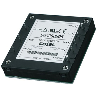 Cosel DHS DC-DC Converter, 15V dc/ 13.4A Output, 60 → 160 V dc Input, 201W, PCB Mount, +100°C Max Temp -40°C Min
