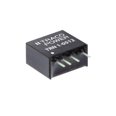 TRACOPOWER TRN 1 DC-DC Converter, ±5V dc/ ±100mA Output, 18 → 36 V dc Input, 1W, Through Hole, +90°C Max Temp