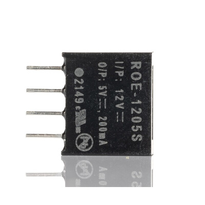 Recom ROE DC-DC Converter, 5V dc/ 200mA Output, 10.8 → 13.2 V dc Input, 1W, Through Hole, +85°C Max Temp -40°C