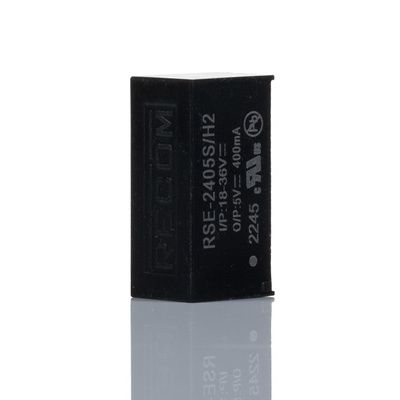 Recom RSE DC-DC Converter, 5V dc/ 400mA Output, 18 → 36 V dc Input, 2W, Through Hole, +75°C Max Temp -40°C Min