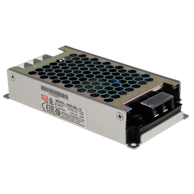 MEAN WELL RSD-60 DC-DC Converter, 12V dc/ 5A Output, 18 → 72 V dc Input, 60W, Chassis Mount, +70°C Max Temp