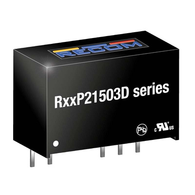 Recom R24P DC-DC Converter, 15V dc/ -333mA Output, 21.6 → 26.4 V dc Input, 2W, PCB Mount, +90°C Max Temp -40°C