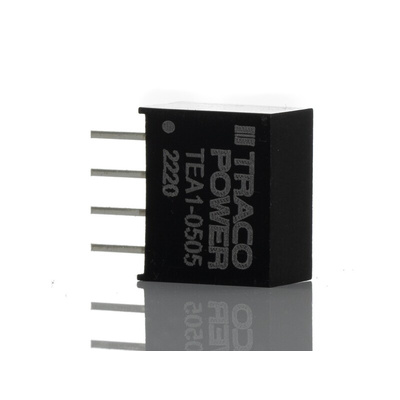 TRACOPOWER TEA 1 DC-DC Converter, 5V dc/ 200mA Output, 4.5 → 5.5 V dc Input, 1W, Through Hole, +85°C Max Temp