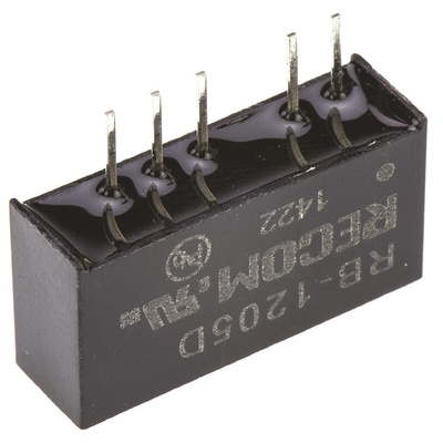 Recom RB DC-DC Converter, ±5V dc/ ±100mA Output, 10.8 → 13.2 V dc Input, 1W, Through Hole, +85°C Max Temp -40°C