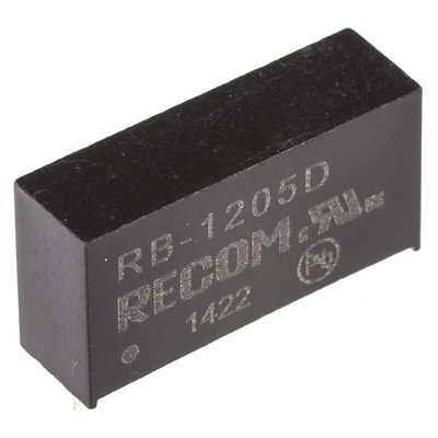 Recom RB DC-DC Converter, ±5V dc/ ±100mA Output, 10.8 → 13.2 V dc Input, 1W, Through Hole, +85°C Max Temp -40°C