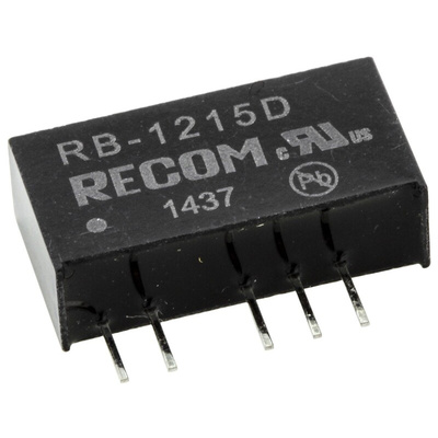 Recom RB DC-DC Converter, ±15V dc/ ±33mA Output, 10.8 → 13.2 V dc Input, 1W, Through Hole, +85°C Max Temp -40°C