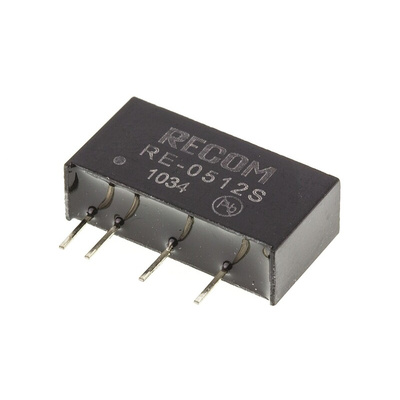 Recom RE DC-DC Converter, 12V dc/ 84mA Output, 4.5 → 5.5 V dc Input, 1W, Through Hole, +85°C Max Temp -40°C Min
