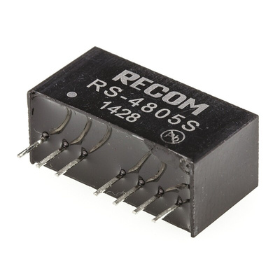 Recom RS DC-DC Converter, 5V dc/ 400mA Output, 36 → 72 V dc Input, 2W, Through Hole, +85°C Max Temp -40°C Min
