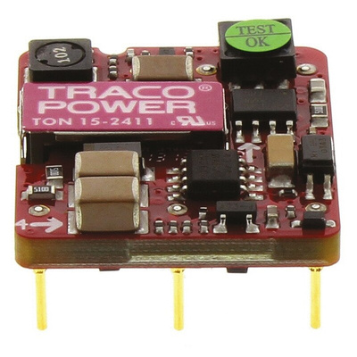 TRACOPOWER TON 15 DC-DC Converter, 5V dc/ 3A Output, 18 → 36 V dc Input, 15W, Through Hole, +85°C Max Temp -40°C