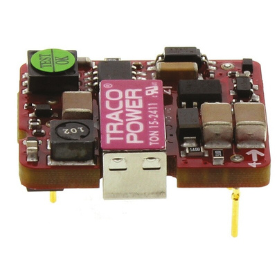 TRACOPOWER TON 15 DC-DC Converter, 5V dc/ 3A Output, 18 → 36 V dc Input, 15W, Through Hole, +85°C Max Temp -40°C