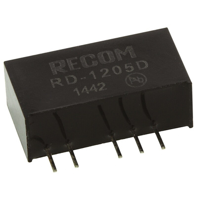 Recom RD DC-DC Converter, ±5V dc/ ±200mA Output, 10.8 → 13.2 V dc Input, 2W, Through Hole, +85°C Max Temp -40°C