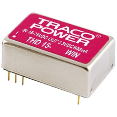 TRACOPOWER THD 15WIN DC-DC Converter, ±12V dc/ ±625mA Output, 9 → 36 V dc Input, 15W, Through Hole, +85°C Max