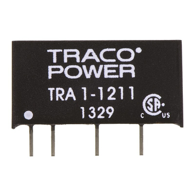 TRACOPOWER TRA 1 DC-DC Converter, 5V dc/ 200mA Output, 10.8 → 13.2 V dc Input, 1W, Through Hole, +85°C Max Temp