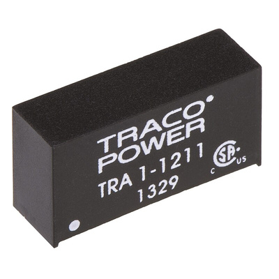 TRACOPOWER TRA 1 DC-DC Converter, 5V dc/ 200mA Output, 10.8 → 13.2 V dc Input, 1W, Through Hole, +85°C Max Temp