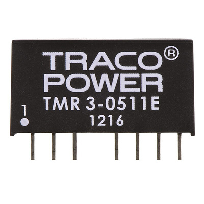 TRACOPOWER TMR 3E DC-DC Converter, 5V dc/ 600mA Output, 4.5 → 9 V dc Input, 3W, Through Hole, +85°C Max Temp