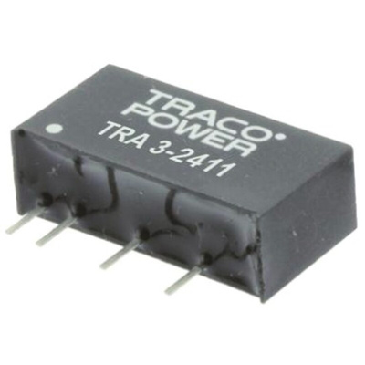TRACOPOWER TRA 3 DC-DC Converter, 15V dc/ 200mA Output, 21.6 → 26.4 V dc Input, 3W, Through Hole, +85°C Max Temp