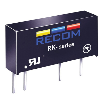 Recom RK DC-DC Converter, 5V dc/ 200mA Output, 4.5 → 5.5 V dc Input, 1W, Through Hole, +90°C Max Temp -40°C Min