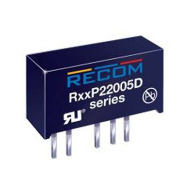 Recom R05P DC-DC Converter, -5V dc/ -200mA Output, 4.5 → 5.5 V dc Input, 2W, Through Hole, +95°C Max Temp -40°C