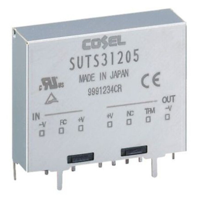 Cosel SUTS DC-DC Converter, 12V dc/ 250mA Output, 36 → 76 V dc Input, 3W, PCB Mount, +85°C Max Temp -40°C Min
