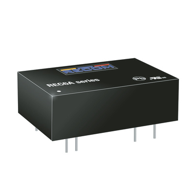 Recom REC6A DC-DC Converter, 5V dc/ 1.2A Output, 18 → 36 V dc Input, 6W, Through Hole, +65°C Max Temp -40°C Min