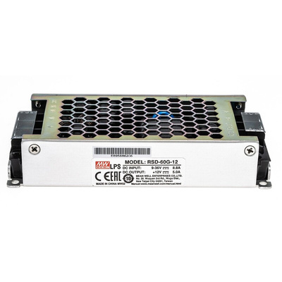 MEAN WELL RSD-60 DC-DC Converter, 12V dc/ 5A Output, 9 → 36 V dc Input, 60W, Chassis Mount, +70°C Max Temp -40°C