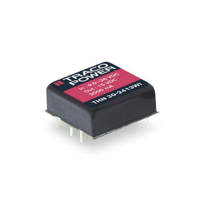 TRACOPOWER THN 30WI DC-DC Converter, ±24V dc/ ±625mA Output, 18 → 75 V dc Input, 30W, Through Hole, +80°C Max