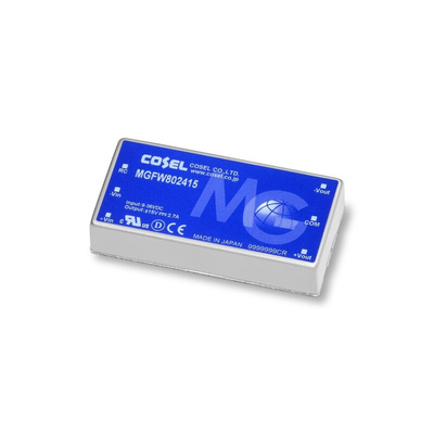 Cosel MGF DC-DC Converter, ±12V dc/ 3.4A Output, 9 → 36 V dc Input, 81.6W, PCB Mount, +85°C Max Temp -40°C Min
