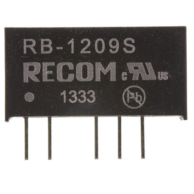 Recom RB DC-DC Converter, 9V dc/ 111mA Output, 10.8 → 13.2 V dc Input, 1W, Through Hole, +85°C Max Temp -40°C