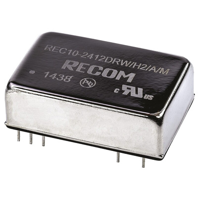 Recom REC10/M DC-DC Converter, ±12V dc/ ±416mA Output, 18 → 36 V dc Input, 10W, Through Hole, +75°C Max Temp