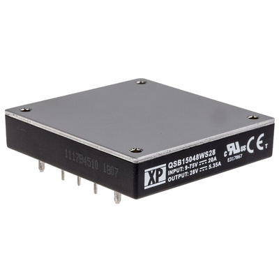 XP Power QSB15048W DC-DC Converter, 28V dc/ 5.35A Output, 9 → 75 V dc Input, 150W, PCB Mount, +100°C Max Temp