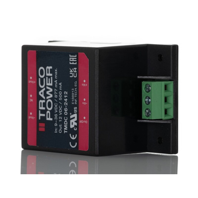 TRACOPOWER TMDC 06 DC-DC Converter, 12V dc/ 500mA Output, 9 → 36 V dc Input, 6W, Chassis Mount, +80°C Max Temp