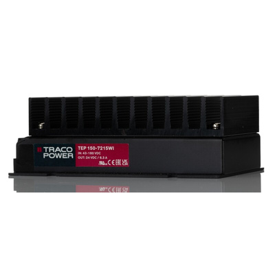 TRACOPOWER TEP 150 DC-DC Converter, 24V dc/ 6.3A Output, 46 → 160 V dc Input, 150W, Chassis Mount, +75°C Max