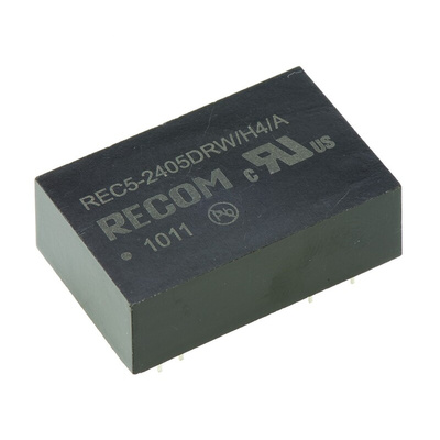 Recom REC5 DC-DC Converter, ±5V dc/ ±500mA Output, 18 → 36 V dc Input, 5W, Through Hole, +75°C Max Temp -25°C