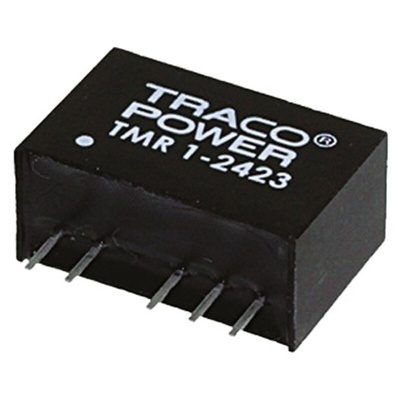 TRACOPOWER TMR 1 DC-DC Converter, ±15V dc/ ±33mA Output, 36 → 75 V dc Input, 1W, Through Hole, +85°C Max Temp