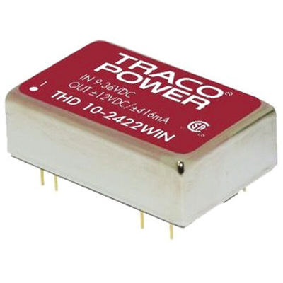 TRACOPOWER THD 10WIN Isolated DC-DC Converter, ±15V dc/ ±333mA Output, 18 → 75 V dc Input, 10W, Through Hole,