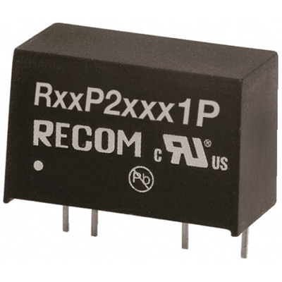 Recom R12P DC-DC Converter, ±12V dc/ ±85mA Output, 10.8 → 13.2 V dc Input, 2W, Through Hole, +90°C Max Temp