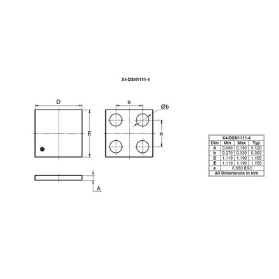 N-Channel MOSFET X4-DSN1111-4 Diodes Inc DMN2030UCA4-7